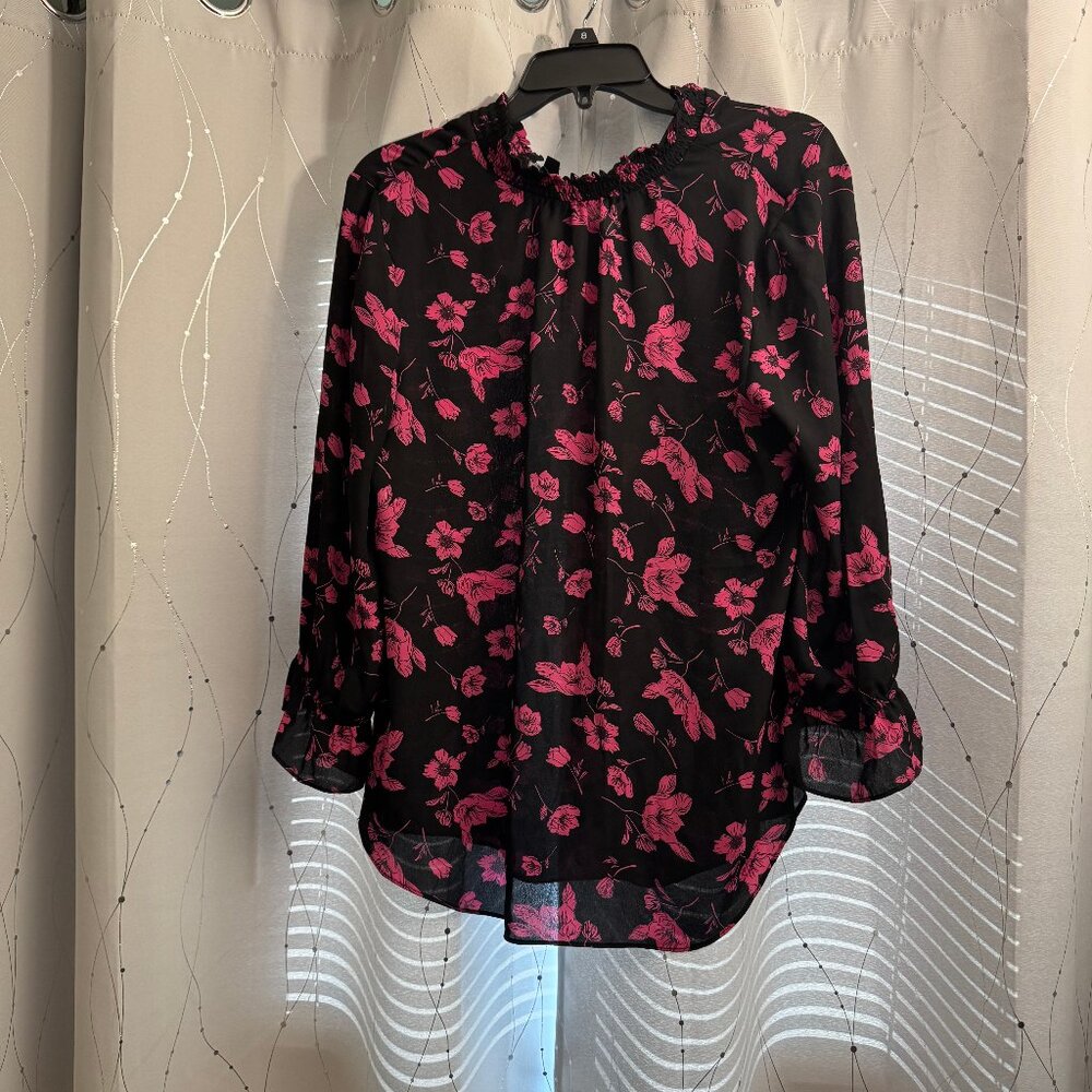 Black and Pink Floral Blouse - Fortune and Ivy